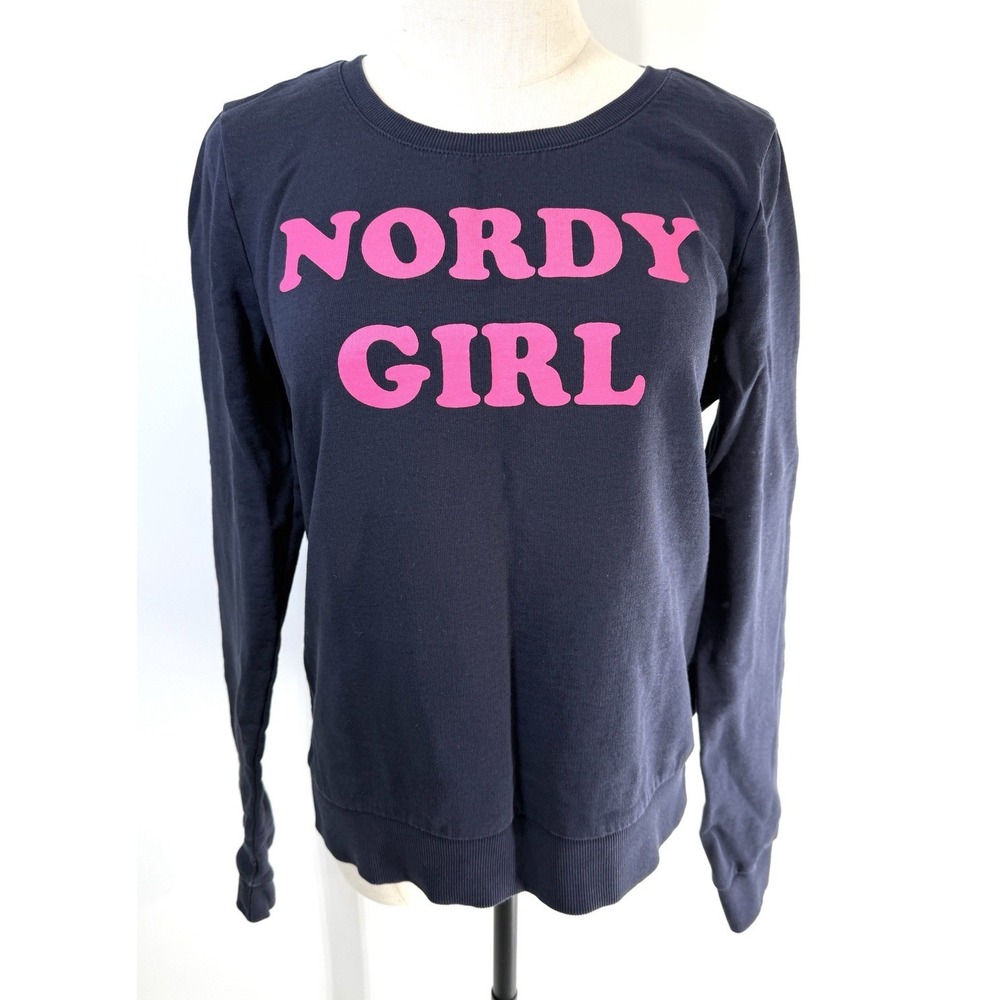 1901‎ Nordy Girl Sweatshirt Top Small Cotton Nordstrom Pink Navy Preppy